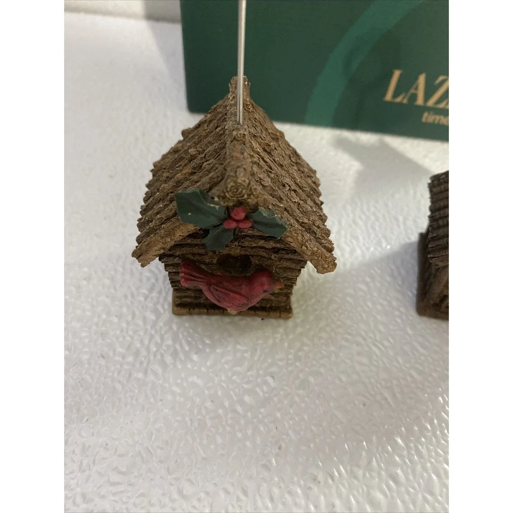 Lazarus Birdhouse Cardinal Place Card Photo Holders Set of‎ 2 Rustic Christmas